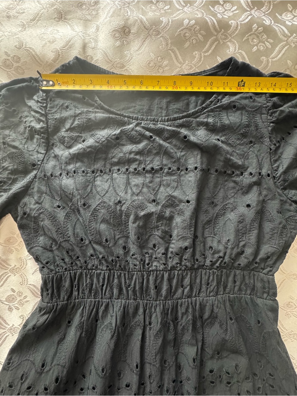 Valentina Naldi Black Cotton Eyelet Midi Dress Size S Made in Italy - Picture 7 of 9